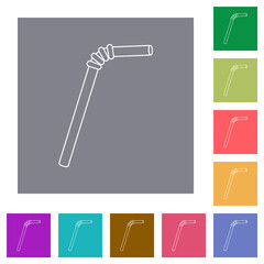 Wall Mural - Single drinking straw outline square flat icons