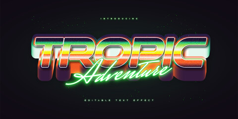 Wall Mural - bold 3d colorful retro text style with glowing green neon effect