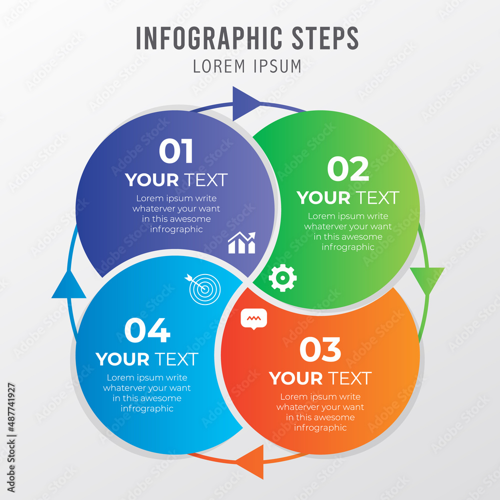 Vector circle template for infographics. Business concept with 4 ...