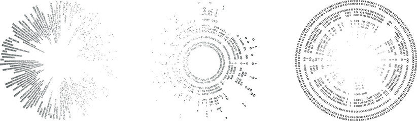 Fototapete - Big data futuristic design . Digital visualization . Particles stream . Gritty textured shape .Binary background . Technology information concept. Flow lines . Vector