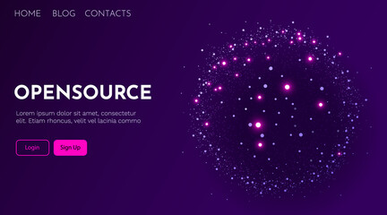 Abstract globe dotted sphere. Globalization, opensource and communication concept.