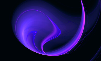 Wall Mural - Galactic digital 3d illustration of violet purple twirl levitating in deep dark space. Laser or plasma sci fi concept. Great as cover print for electronic devices, print, background, poster. artwork. 