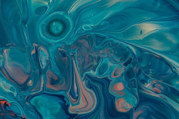  Marble pattern from colored liquid acrylic paints. Colorful abstract background