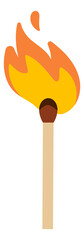 Sticker - Burning match icon. Wooden stick in fire flame