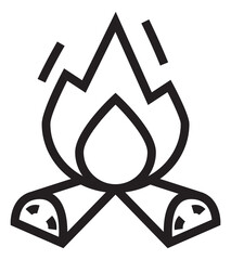 Wall Mural - Firewood with fire flame. Campfire icon in linear style