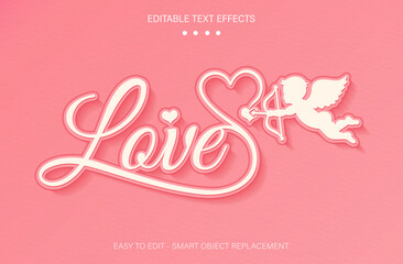 Wall Mural - Love Text Effect Vectors, simple background, Love text style editable font effect
