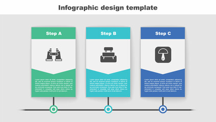 Canvas Print - Set Binoculars, Bench and Mushroom. Business infographic template. Vector