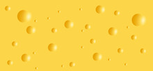 Piece Of Cheese Icon Or Symbol. Texture Of The Cheese With Holes. Vector Fresh Yellow Food Or Snacks Background. Cheese Seamless Pattern Pictogram. Cross-section, Cheese Slices Banner.