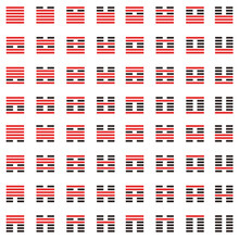 Hexagrams Of The Chinese Book Of Changes, I Ching. Color Vector Graphics. A Set Of 64 Icons.