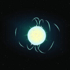 Wall Mural - magnetar neutron star, vector illustration