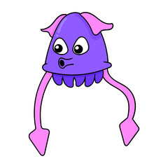 Wall Mural - cute squid, doodle icon drawing
