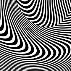 Abstract pattern of wavy stripes or rippled 3D relief black and white lines background. Vector twisted curved stripe modern trendy.Abstract seamless Pattern for Printed Design Tshirt Pillow.