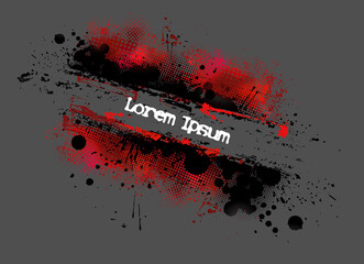 Background with blots. Frame for text . red, gray and black . Vector illustration