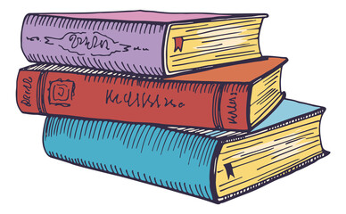 Wall Mural - heap of books sketch. library stack. education symbol