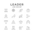 Set line outline icons of leader isolated on white