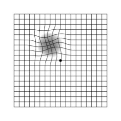 Wall Mural - amsler eye scotoma test grid. vector printable chart retina examination. grid with dot in centre. vi