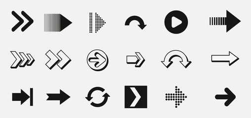Poster - Arrows set. Arrow icon collection. Set different arrows or web design. Arrow flat style isolated on white background - stock vector.