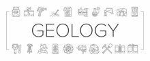 Geology Researching Collection Icons Set Vector .