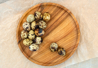 Sticker - Quail eggs on a wooden plate