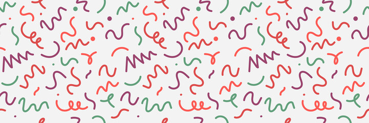 Aufkleber - Colorful children hand drawn seamless patterns. hand drawn kid pattern. Seamless pattern with geometric color doodles