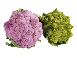 Wall Mural - pink and green cauliflowers isolated on white