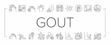 Gout Health Disease Collection Icons Set Vector .