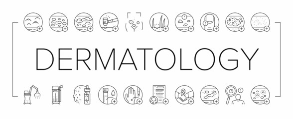 Dermatology Problem Collection Icons Set Vector .