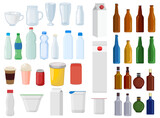 Fototapeta  - Set of bottles container concept vector template supplies disposable