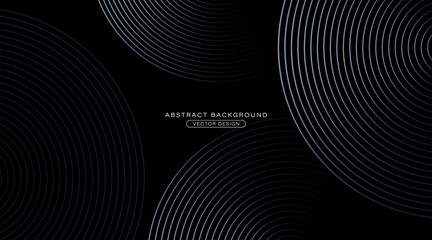 Abstract black dynamic gradient circles lines background. Futuristic technology graphic concept. Modern simple monochrome geometric lines texture element. Vector illustration
