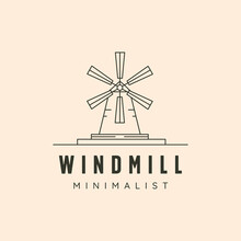Windmill Minimalist Line Art Logo Vector Symbol Illustration Design