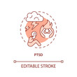 PTSD terracotta concept icon. Child psychological disorder abstract idea thin line illustration. Mental health condition. Isolated outline drawing. Editable stroke. Arial, Myriad Pro-Bold fonts used