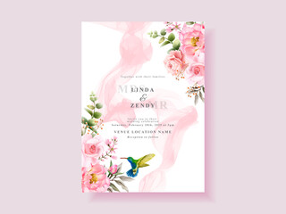 Wall Mural - Soft pink flower wedding invitation card