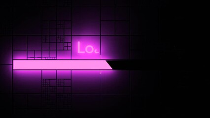 Aufkleber - Animation of line progress, pink neon background. Design. Abstract loading process, concept of technology and IT.