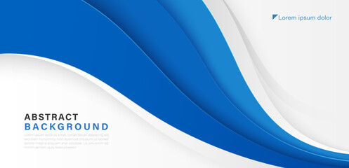 Abstract blue and white curve banner template background with copy space for your text. Modern simple blue curve layer vector design with shadow. Vector illustration