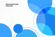Abstract Bright Blue Circles Background With Circle Lines. Modern Simple Colorful Geometric Shape Template Design. Suit For Website, Poster, Banner, Presentation, Brochure, Cover, Flyer