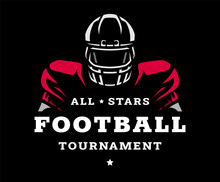 American Football Tournament Emblem, Logo On A Dark Background. Vector Illustration.