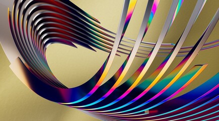 Wall Mural - Fluid design twisted shapes holographic 3D abstract background iridescent wallpaper