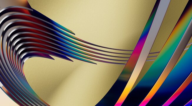 3D render abstract background. Colorful twisted shapes in motion. Computer generated digital art for poster, flyer, banner