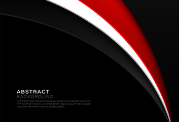 Abstract red white curve shape overlap layer design on black background. Modern simple template graphic elements with shadow decoration. Suit for poster, cover, banner, flyer, brochure, presentation