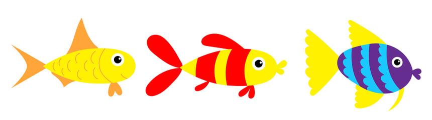 Wall Mural - fish swim flat design, isolated on white background