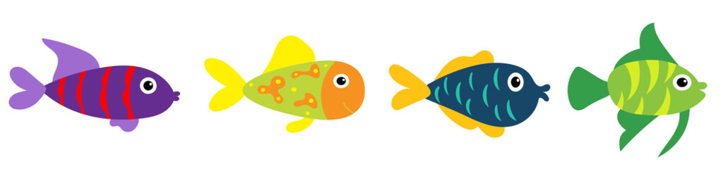 Wall Mural - fish swim flat design, isolated on white background vector