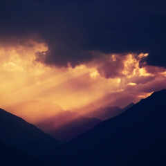 Wall Mural - sunset in the mountains