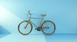 golden bicycle on a blue background side view