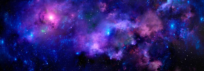 Wall Mural - the night starry sky with a bright purple nebula