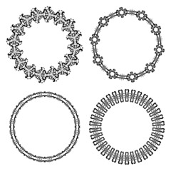 Poster - Set of round vector patterned borders. Vintage decorative frames. Circular ornament with place for text. Frames, borders. Template for invitations, menus, labels or photo frames.