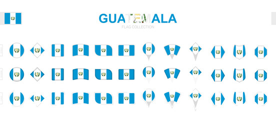 Sticker - Large collection of Guatemala flags of various shapes and effects.