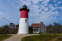 A View Of The Nauset Lighthouse In Cape Cod