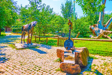 The Sculptures Of Main Cossack Attributes, The Horse And Kobza, The Traditional Musical Instrument, Zaporizhzhia, Ukraine