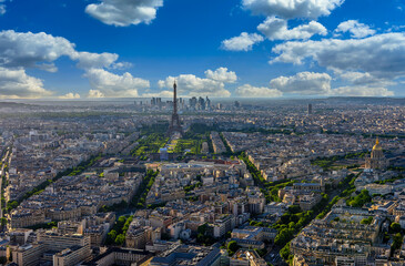 Fototapete - Skyline of Paris with Eiffel Tower in Paris, France. Eiffel Tower is one of the most iconic landmarks of Paris