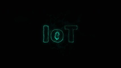 Poster - IoT title with plexus effect. Connected lines with dots. Lines title plexus